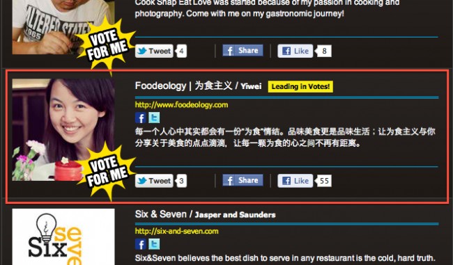 Vote 1 vote for me at SBA 2012